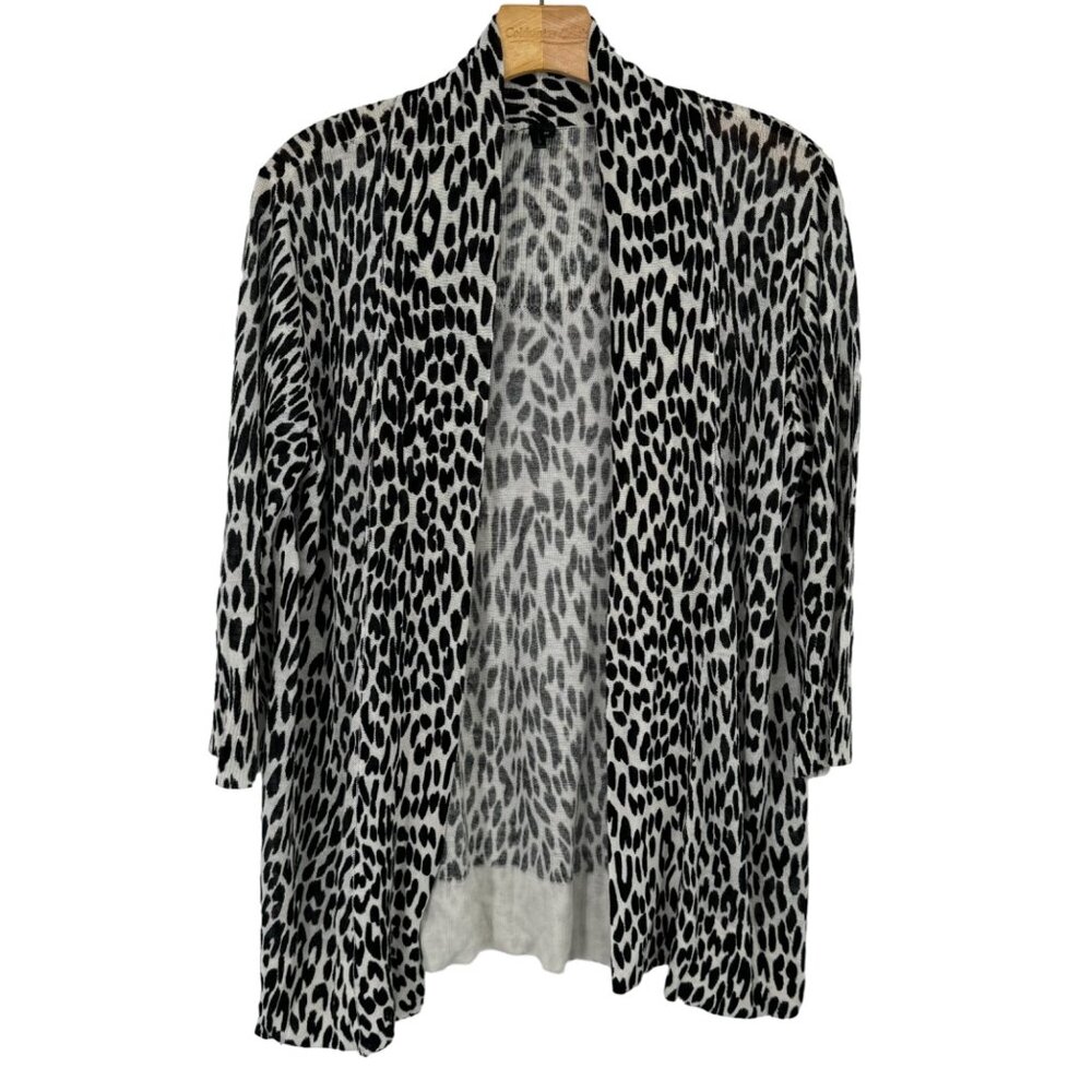 Etoile Leopard Print Open Front Cardigan Sweater black linen blend size medium - Picture 1 of 10